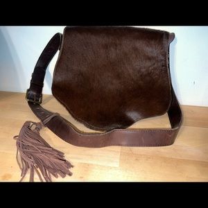 Patricia Nash Fur Saddle Bag 13” wide, 12” tall